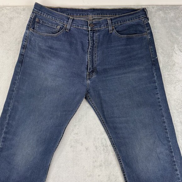 Levis 505 Mens Regular Fit Straight Leg Stretch Denim Jeans Blue Casual 40x32 - Picture 3 of 9
